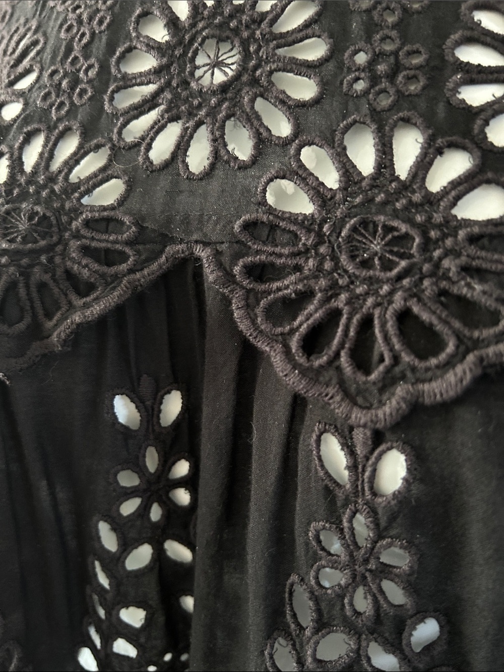 GANNI Emile Viscose Lace Top | Black Floral Eyelet Blouse | IT 42 Small-Medium - Picture 6 of 16